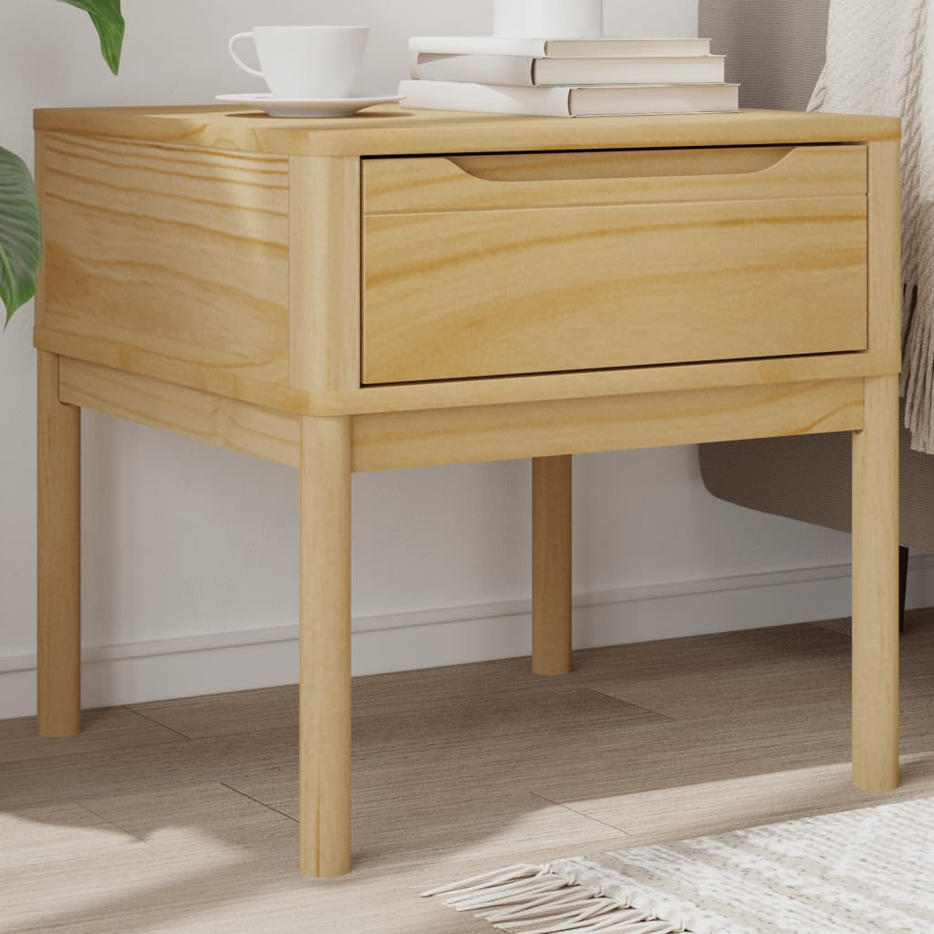 Table de chevet FLORO marron cire 55x55x54 cm pin massif - XIOS