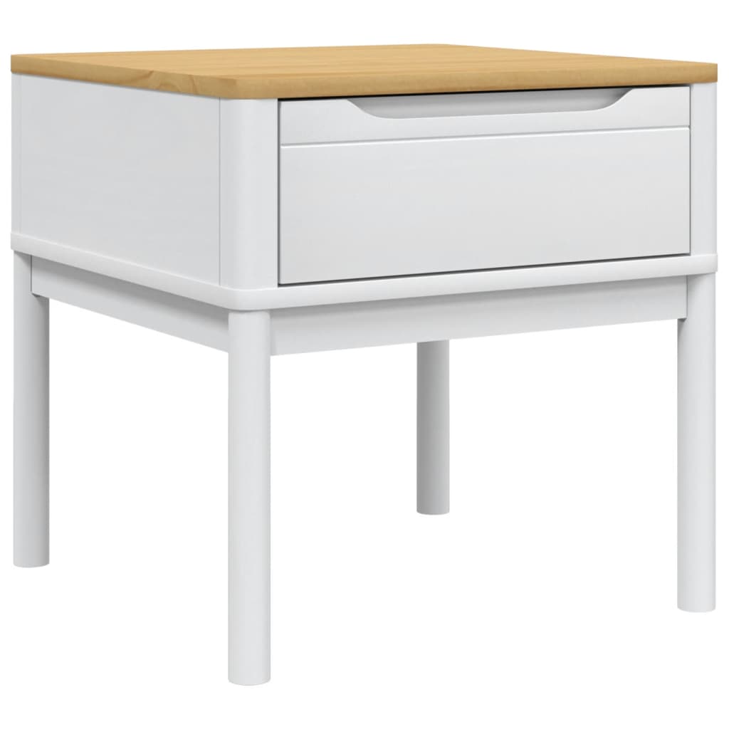 Table de chevet FLORO blanc 55x55x54 cm bois de pin massif - XIOS