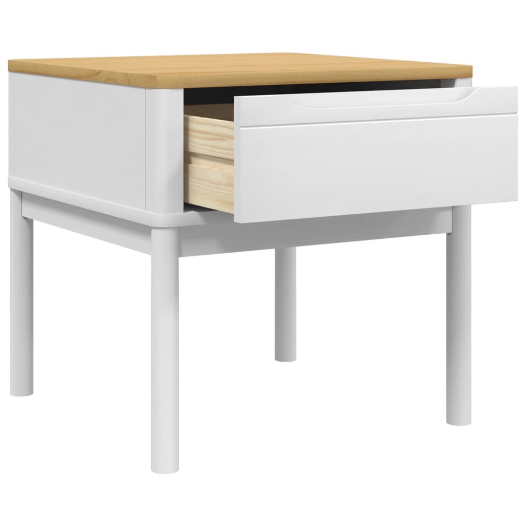 Table de chevet FLORO blanc 55x55x54 cm bois de pin massif - XIOS