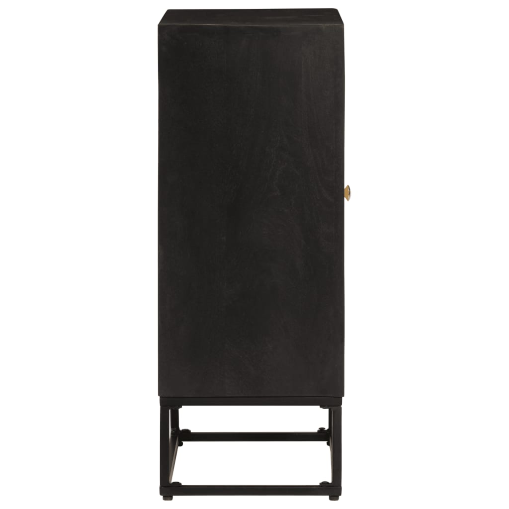 Buffet noir 55x30x76 cm bois massif de manguier et fer