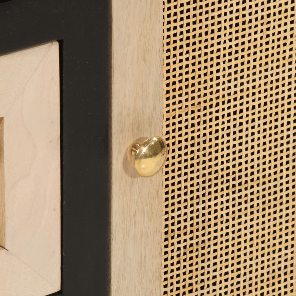 Buffet noir 55x30x76 cm bois massif de manguier et fer