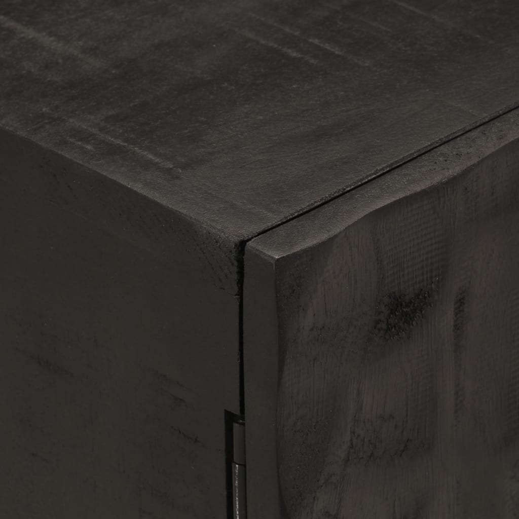 Table de chevet noir 40x30x50 cm bois massif manguier et fer