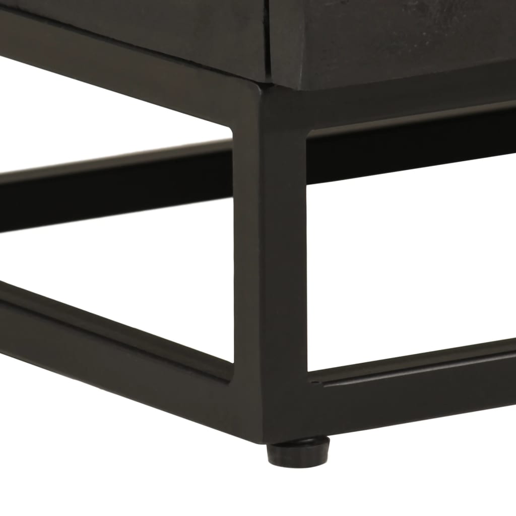 Table de chevet noir 40x30x50 cm bois massif manguier et fer