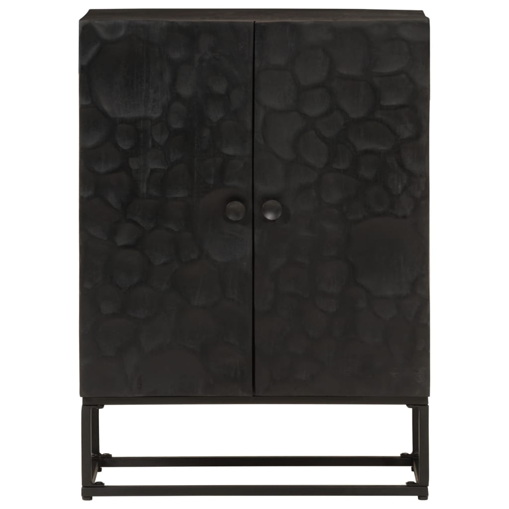 Buffet noir 55x30x76 cm bois massif de manguier et fer