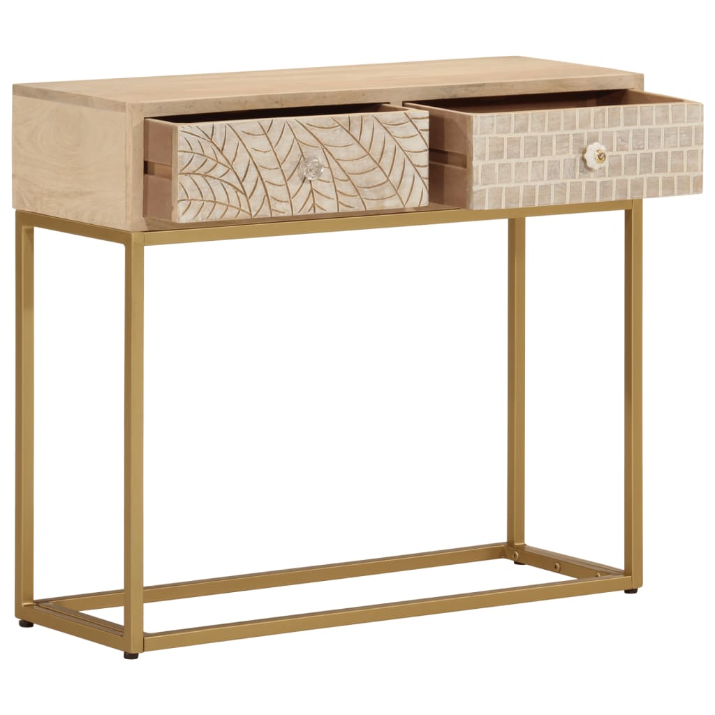 Table console 90x30x76 cm bois massif de manguier et fer - XIOS
