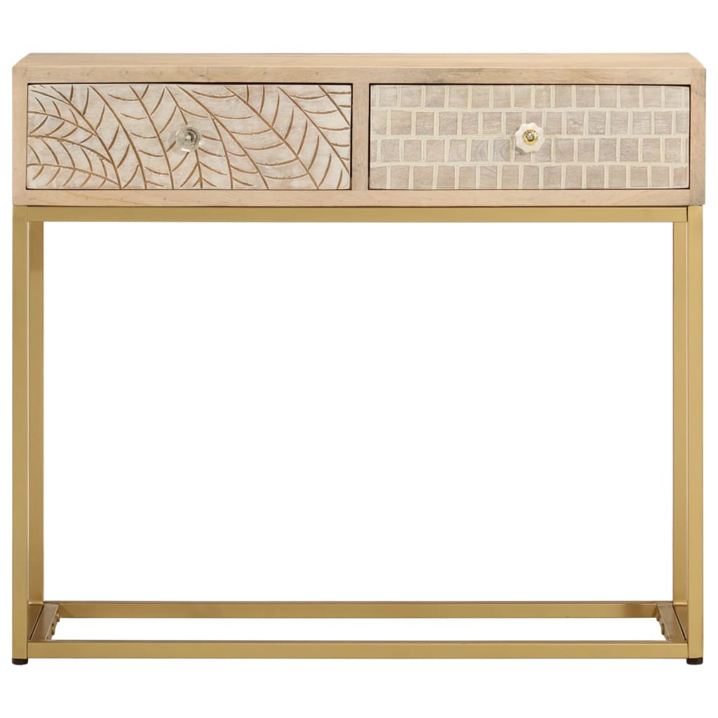 Table console 90x30x76 cm bois massif de manguier et fer - XIOS