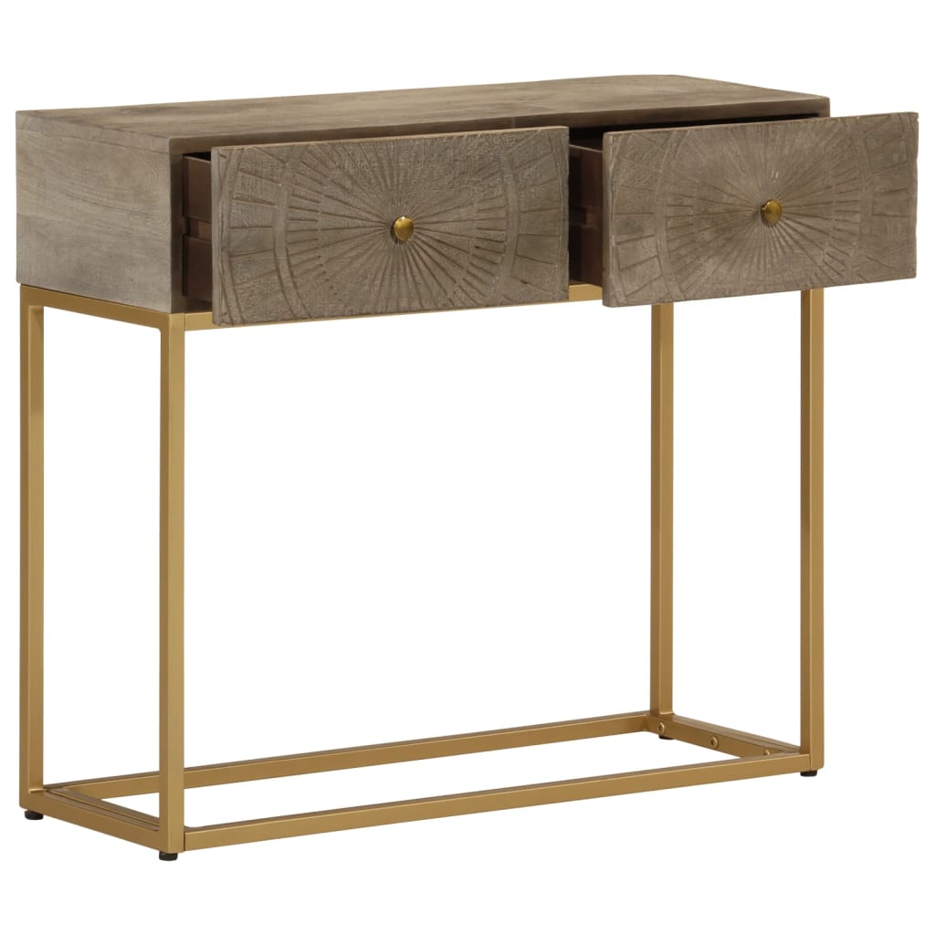 Table console 90x30x76 cm bois massif de manguier et fer