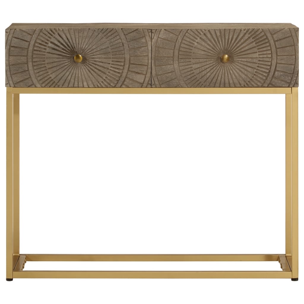 Table console 90x30x76 cm bois massif de manguier et fer