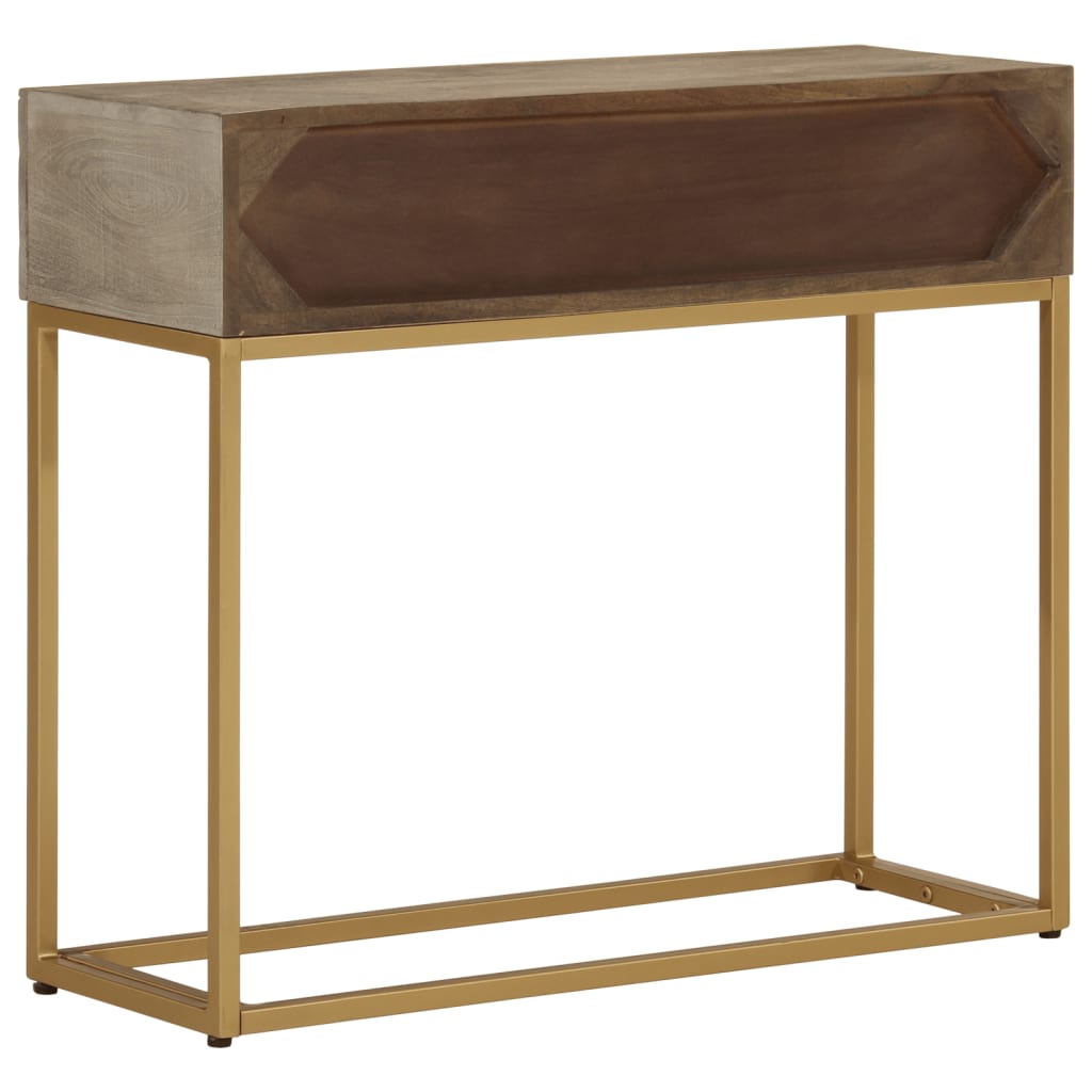 Table console 90x30x76 cm bois massif de manguier et fer