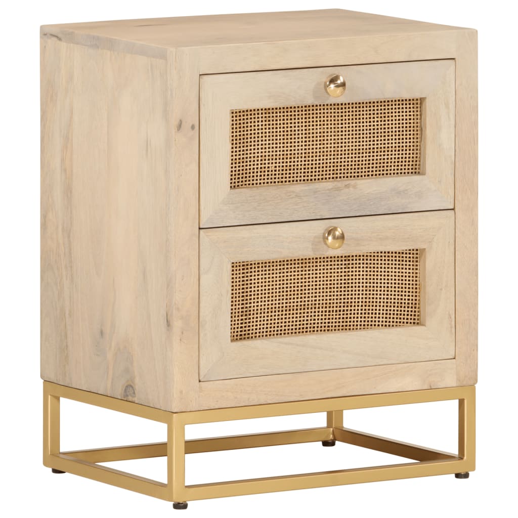 Table de chevet 40x30x50 cm bois massif manguier et fer