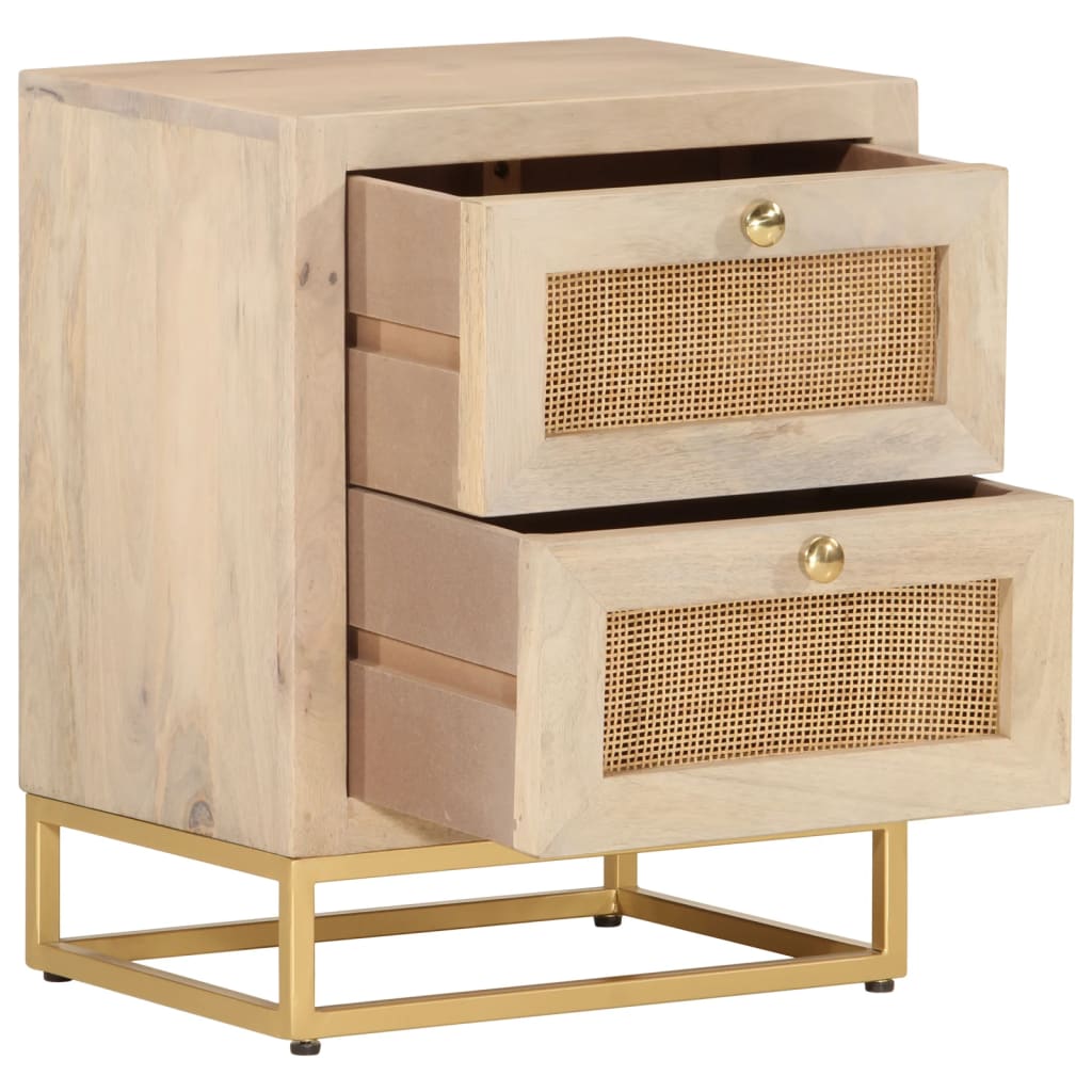 Table de chevet 40x30x50 cm bois massif manguier et fer