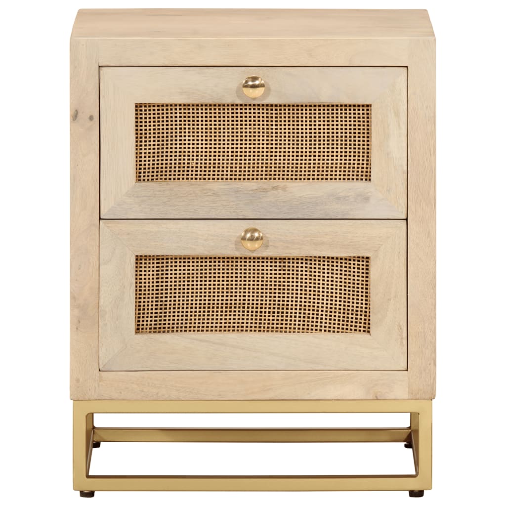 Table de chevet 40x30x50 cm bois massif manguier et fer