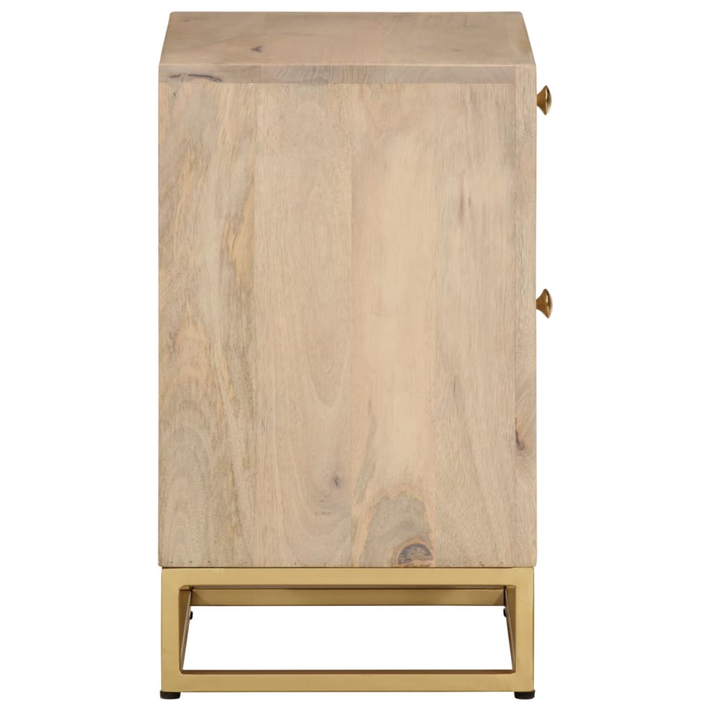 Table de chevet 40x30x50 cm bois massif manguier et fer