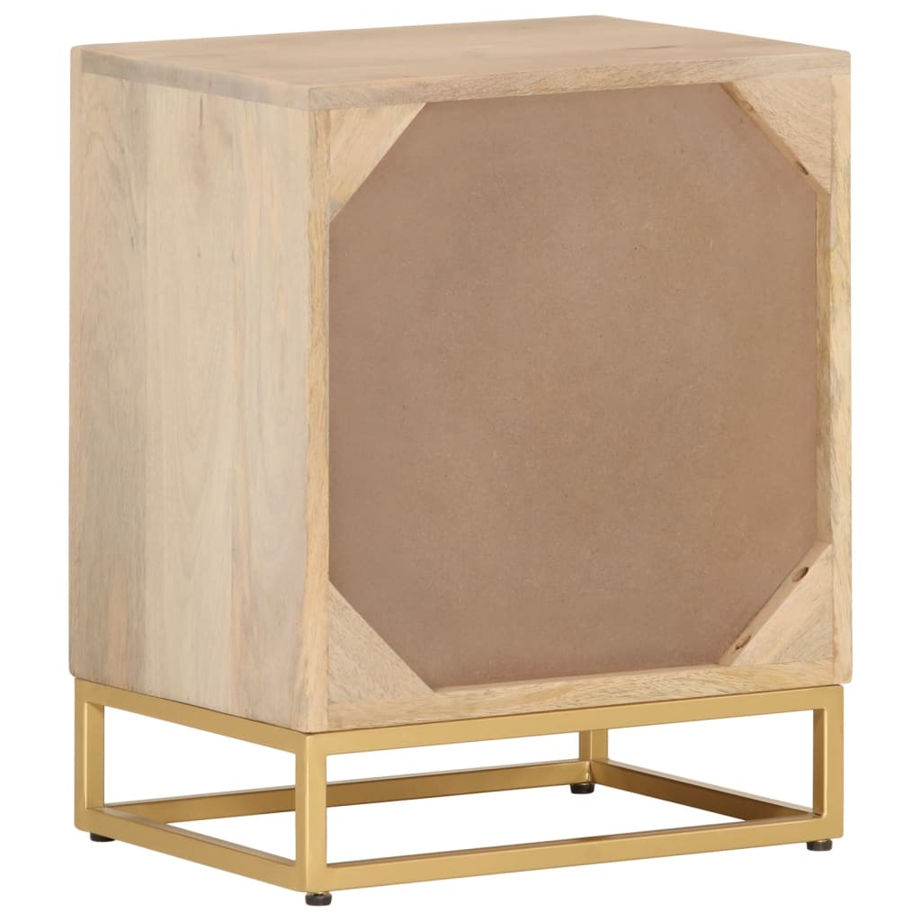 Table de chevet 40x30x50 cm bois massif manguier et fer