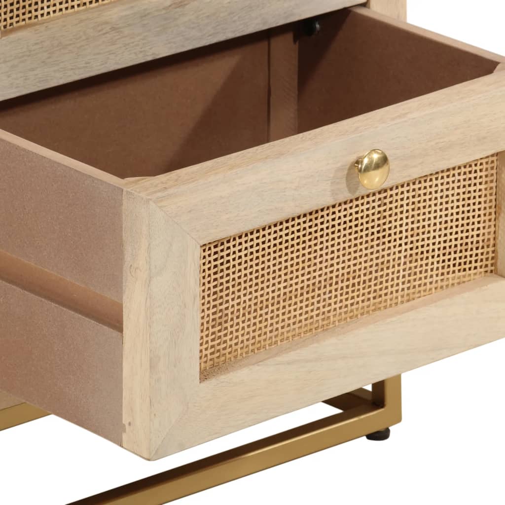 Table de chevet 40x30x50 cm bois massif manguier et fer
