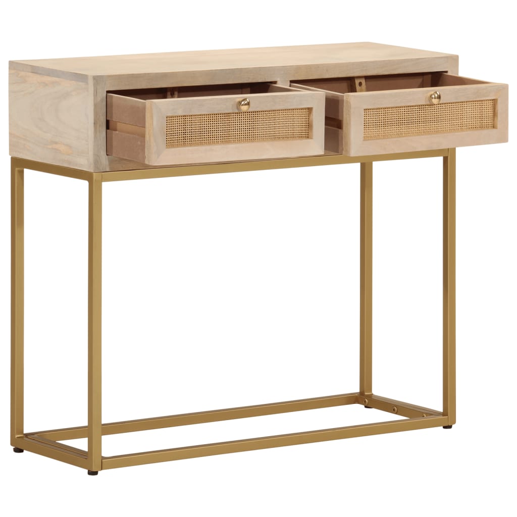 Table console 90x30x76 cm bois massif de manguier et fer - XIOS