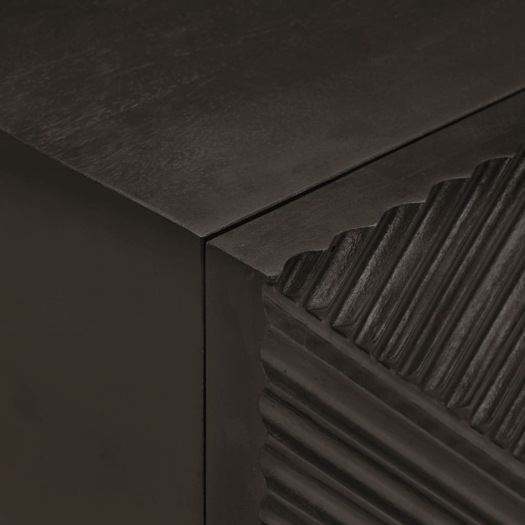 Table de chevet noir 40x30x50 cm bois massif manguier et fer