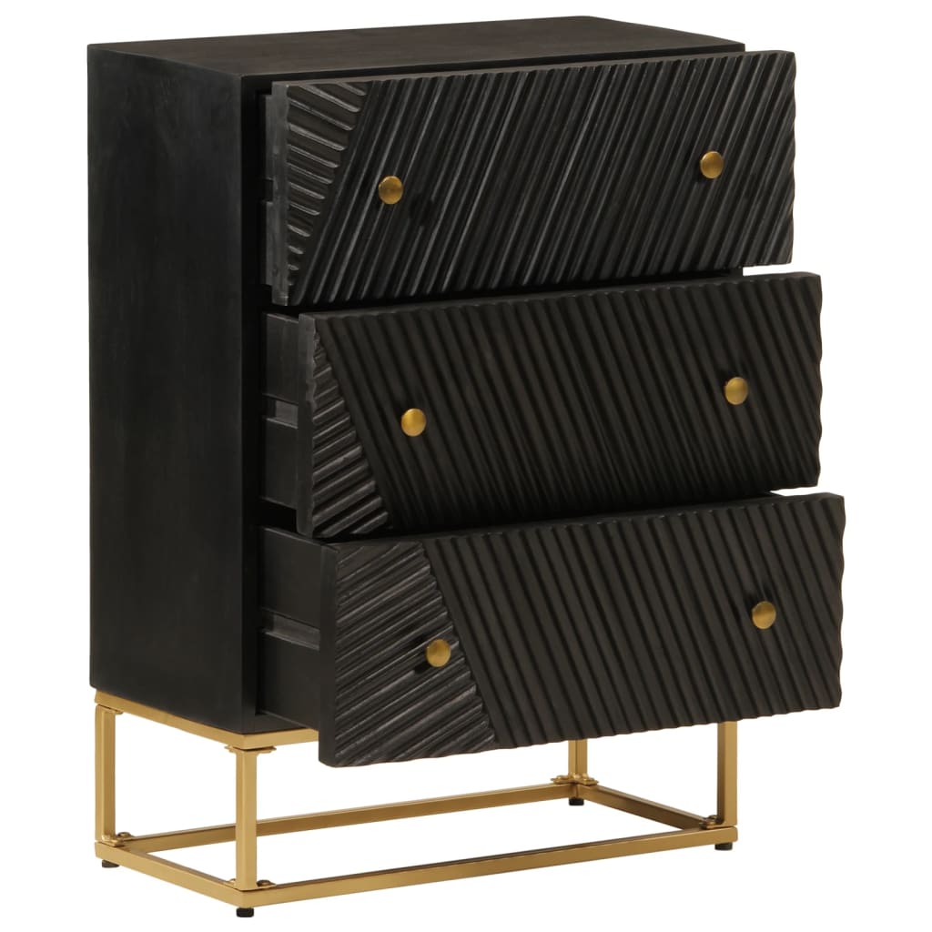 Commode noir 55x30x76 cm bois massif de manguier et fer - XIOS