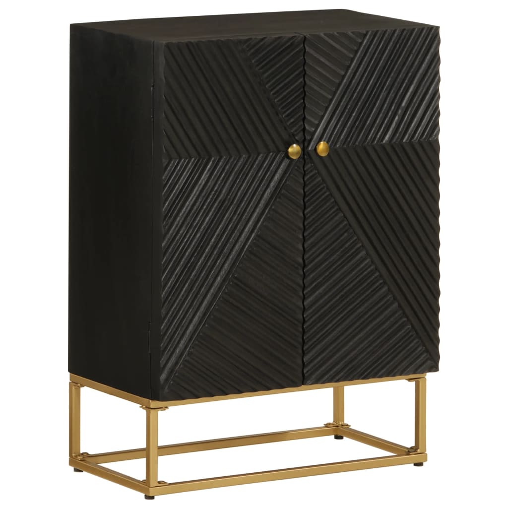 Buffet noir 55x30x76 cm bois massif de manguier et fer - XIOS