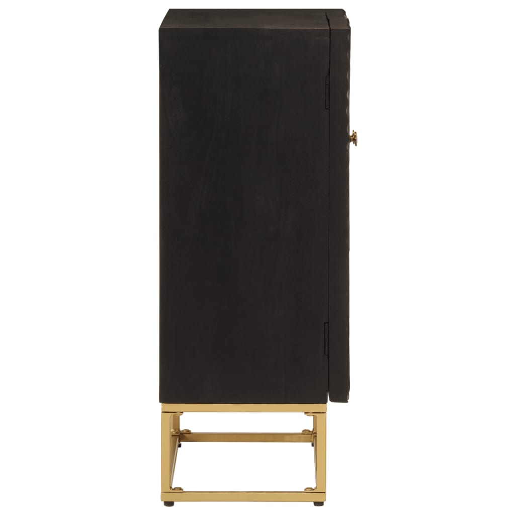 Buffet noir 55x30x76 cm bois massif de manguier et fer - XIOS