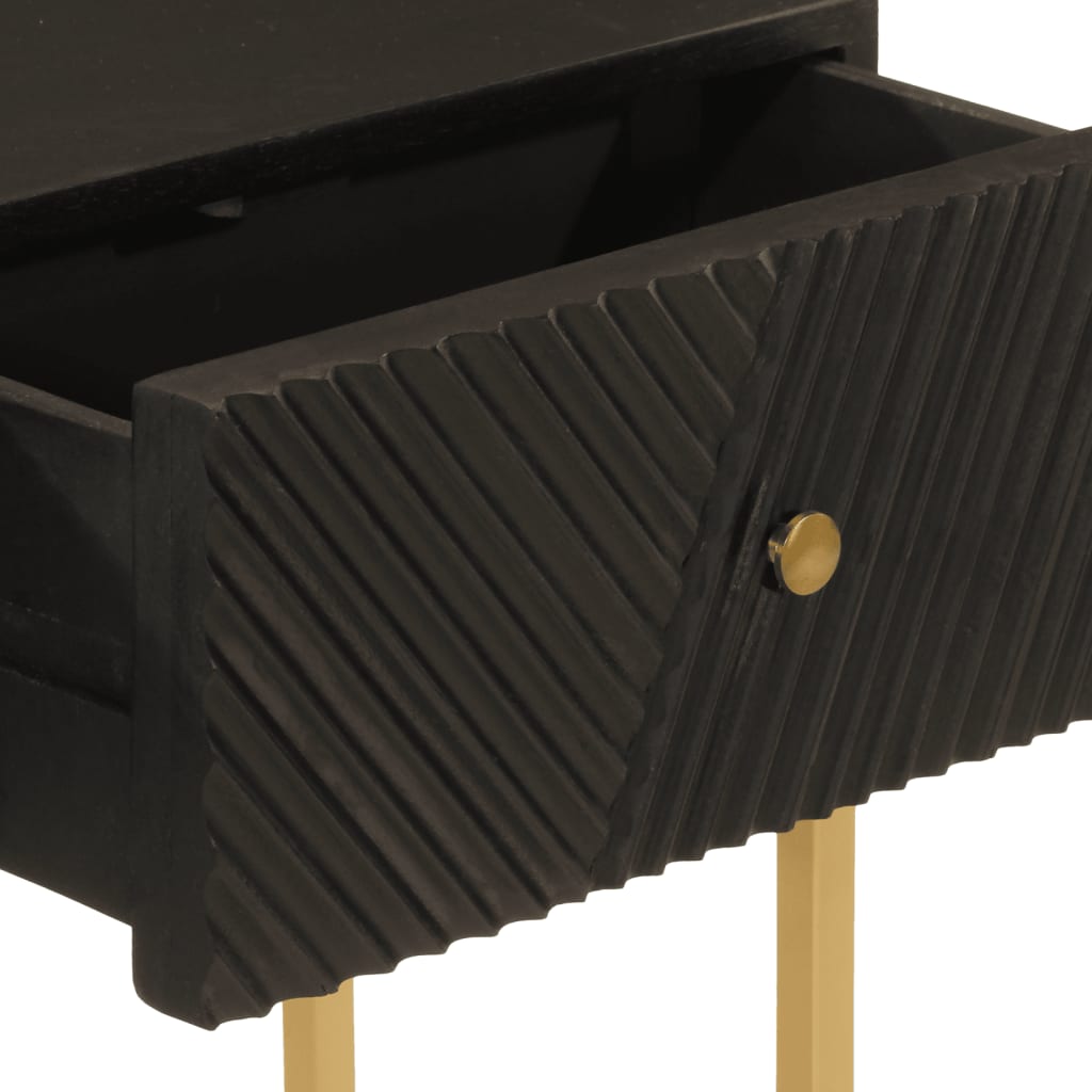 Table console noir 90x30x76 cm bois massif de manguier et fer - XIOS