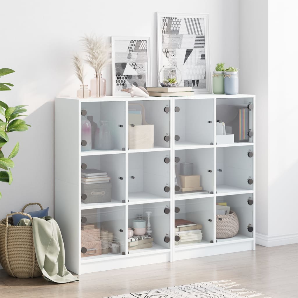 Bibliothèque avec portes blanc 136x37x109 cm bois d'ingénierie - XIOS