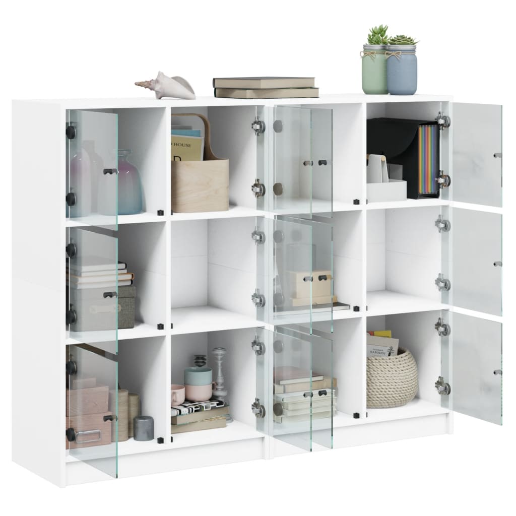 Bibliothèque avec portes blanc 136x37x109 cm bois d'ingénierie - XIOS