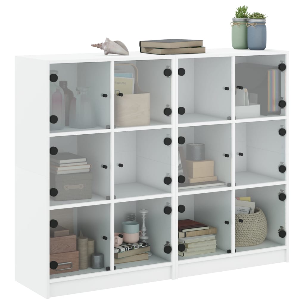 Bibliothèque avec portes blanc 136x37x109 cm bois d'ingénierie - XIOS