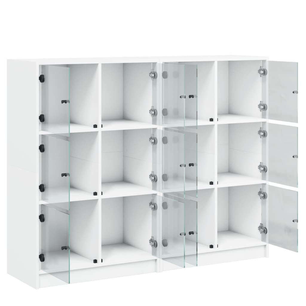 Bibliothèque avec portes blanc 136x37x109 cm bois d'ingénierie - XIOS