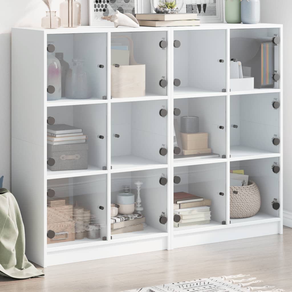 Bibliothèque avec portes blanc 136x37x109 cm bois d'ingénierie - XIOS