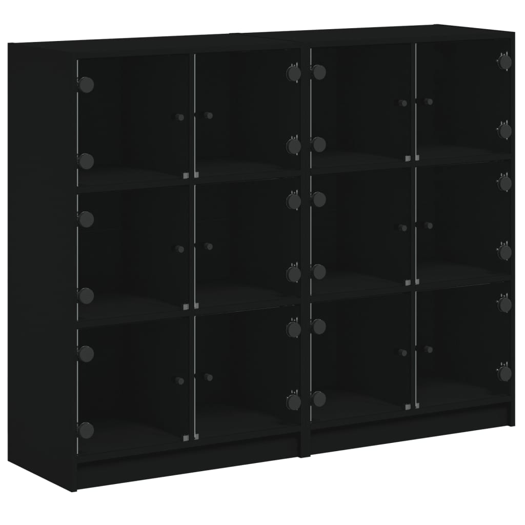 Bibliothèque avec portes noir 136x37x109 cm bois d'ingénierie - XIOS