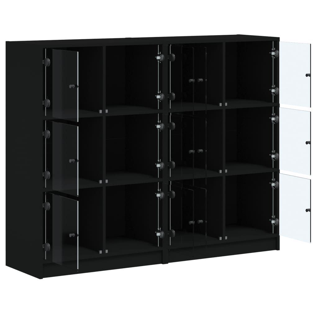 Bibliothèque avec portes noir 136x37x109 cm bois d'ingénierie - XIOS