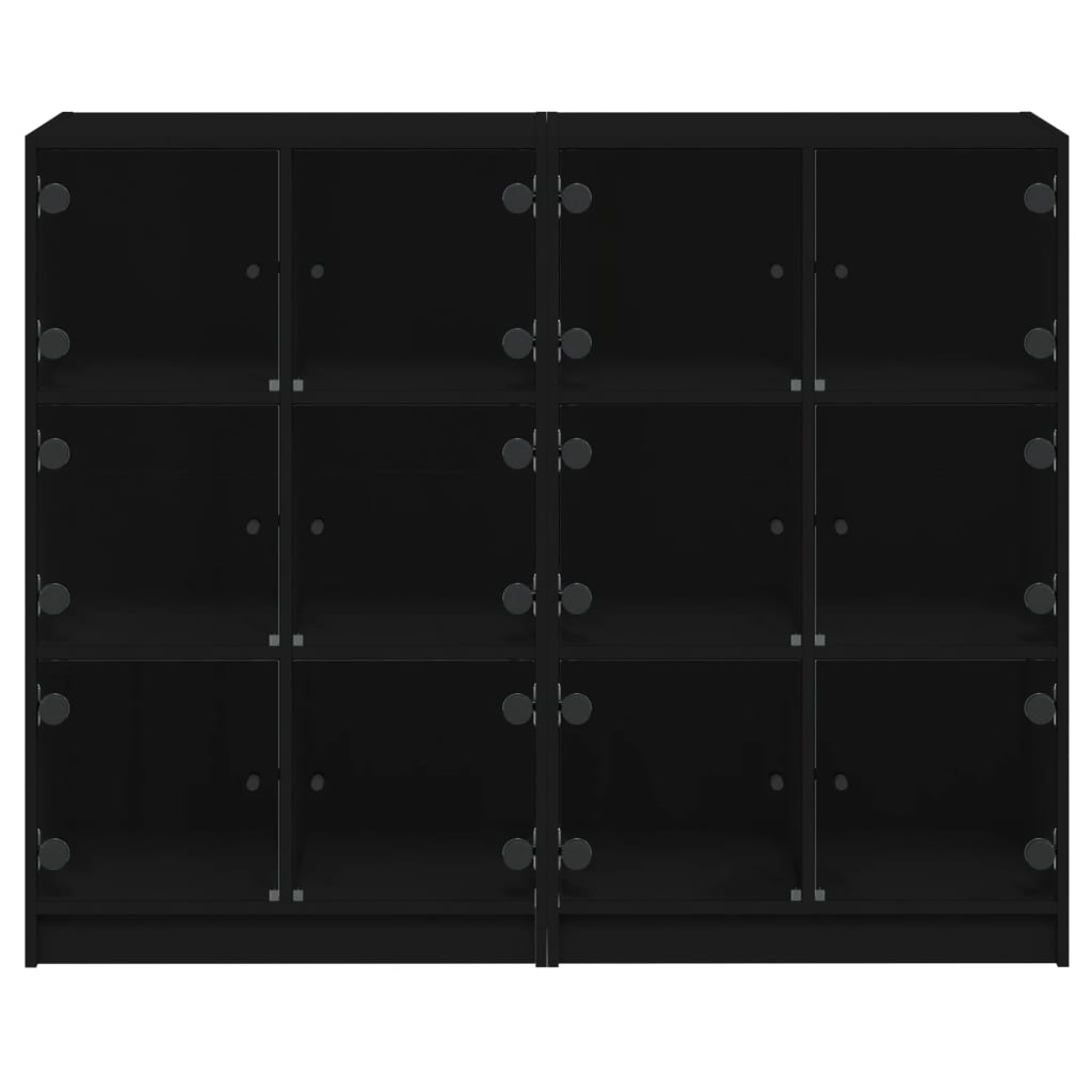 Bibliothèque avec portes noir 136x37x109 cm bois d'ingénierie - XIOS