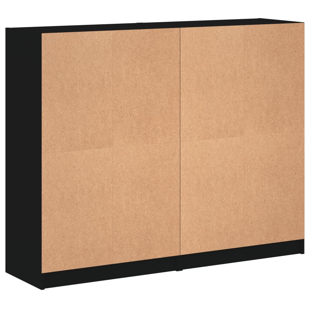 Bibliothèque avec portes noir 136x37x109 cm bois d'ingénierie - XIOS
