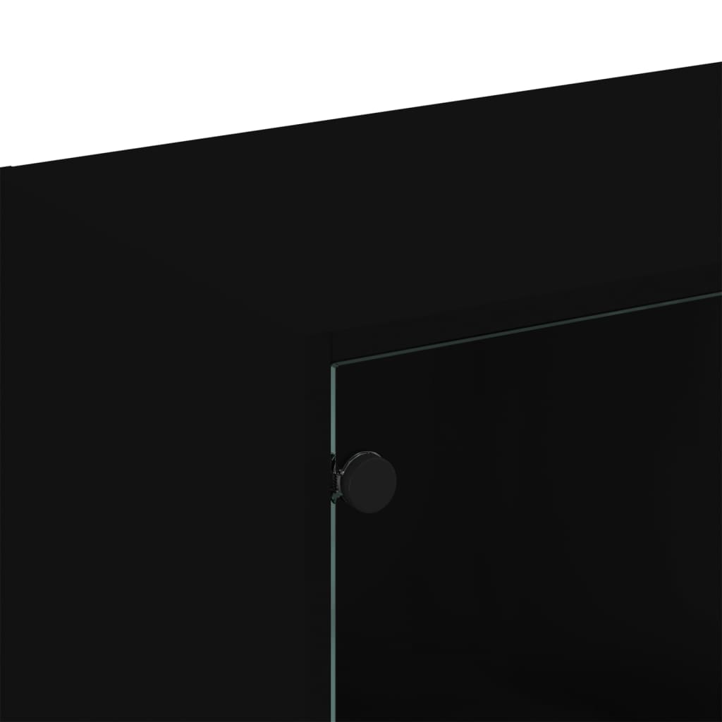 Bibliothèque avec portes noir 136x37x109 cm bois d'ingénierie - XIOS