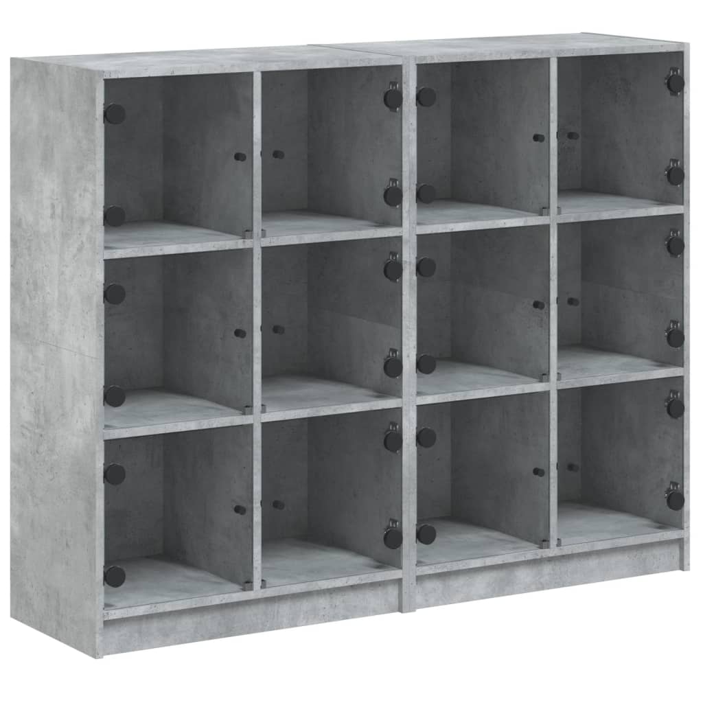 Bibliothèque avec portes gris béton 136x37x109 cm - XIOS