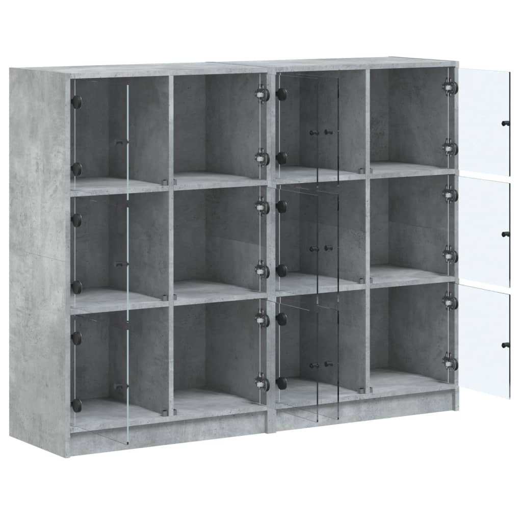 Bibliothèque avec portes gris béton 136x37x109 cm - XIOS