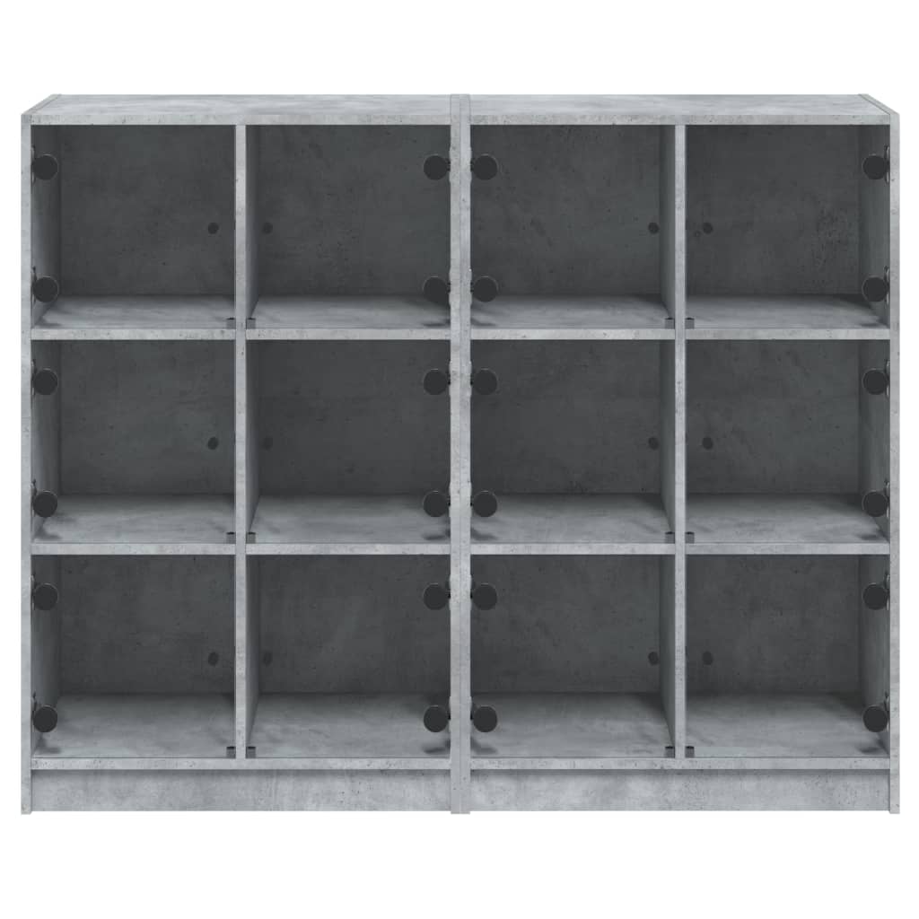 Bibliothèque avec portes gris béton 136x37x109 cm - XIOS