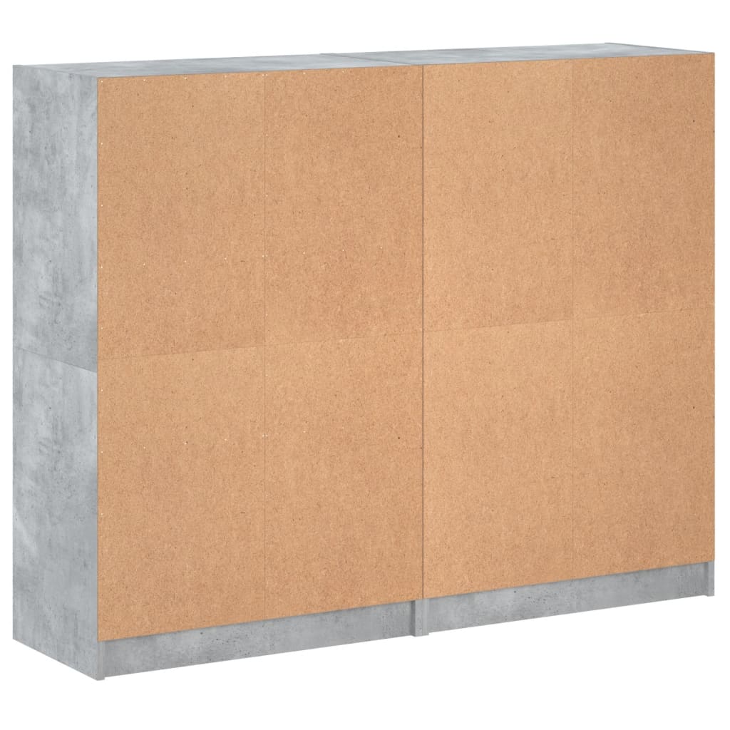 Bibliothèque avec portes gris béton 136x37x109 cm - XIOS