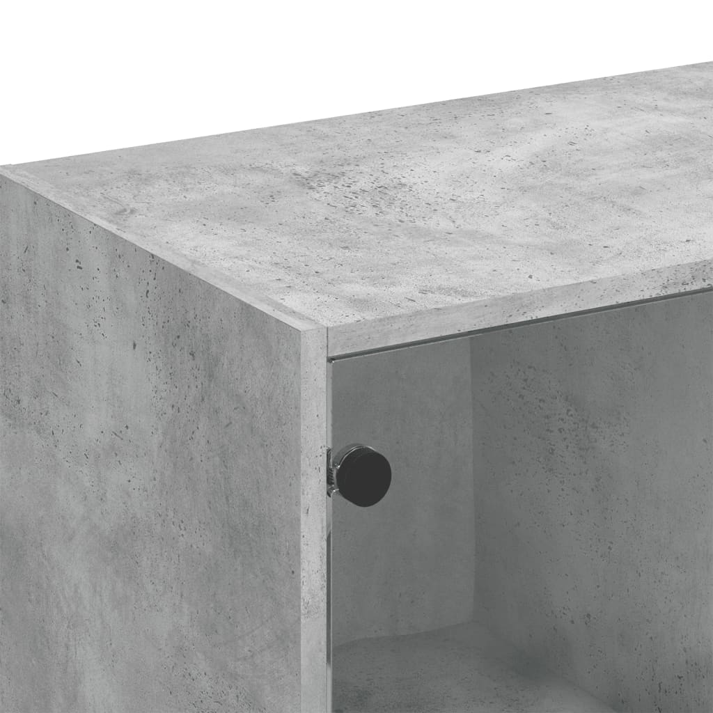 Bibliothèque avec portes gris béton 136x37x109 cm - XIOS