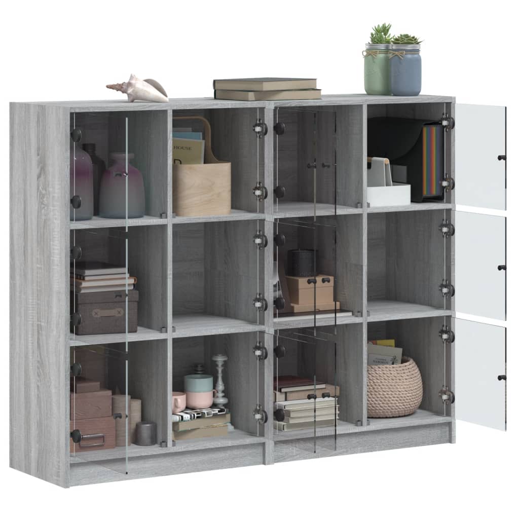 Bibliothèque avec portes sonoma gris 136x37x109 cm - XIOS