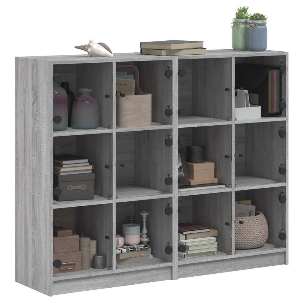 Bibliothèque avec portes sonoma gris 136x37x109 cm - XIOS