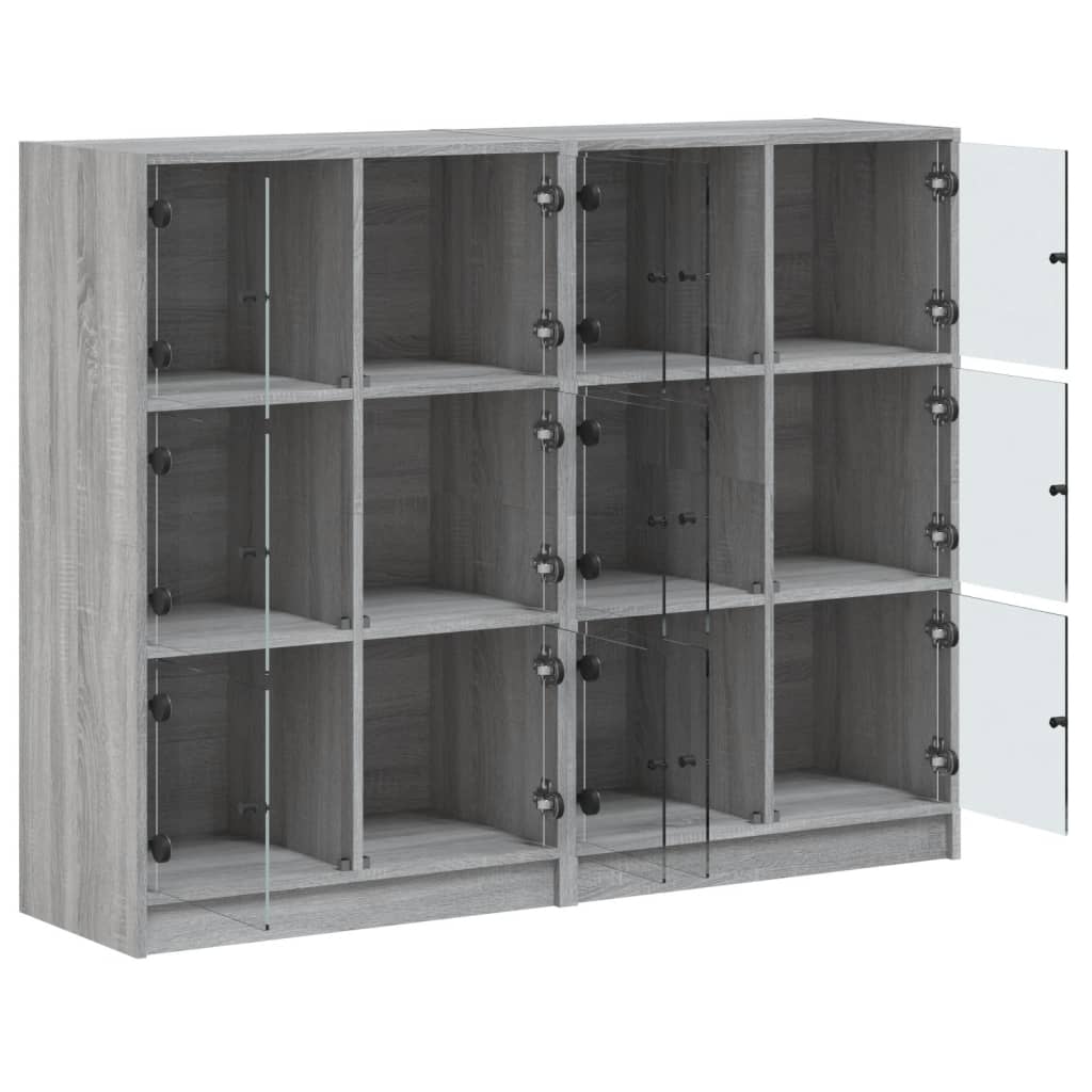 Bibliothèque avec portes sonoma gris 136x37x109 cm - XIOS