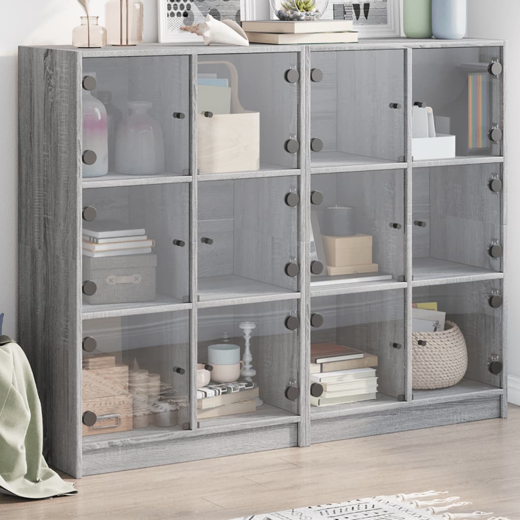 Bibliothèque avec portes sonoma gris 136x37x109 cm - XIOS