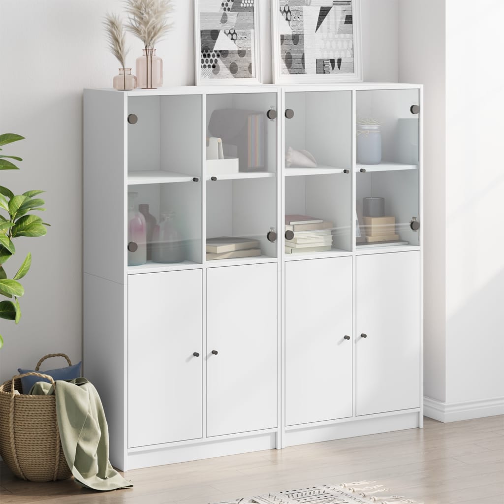 Bibliothèque avec portes blanc 136x37x142 cm bois d'ingénierie - XIOS