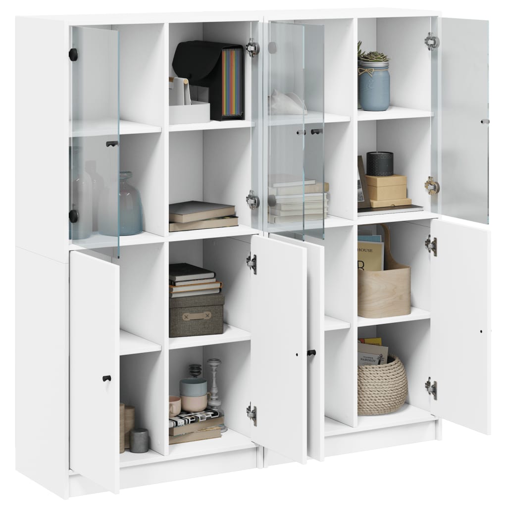 Bibliothèque avec portes blanc 136x37x142 cm bois d'ingénierie - XIOS