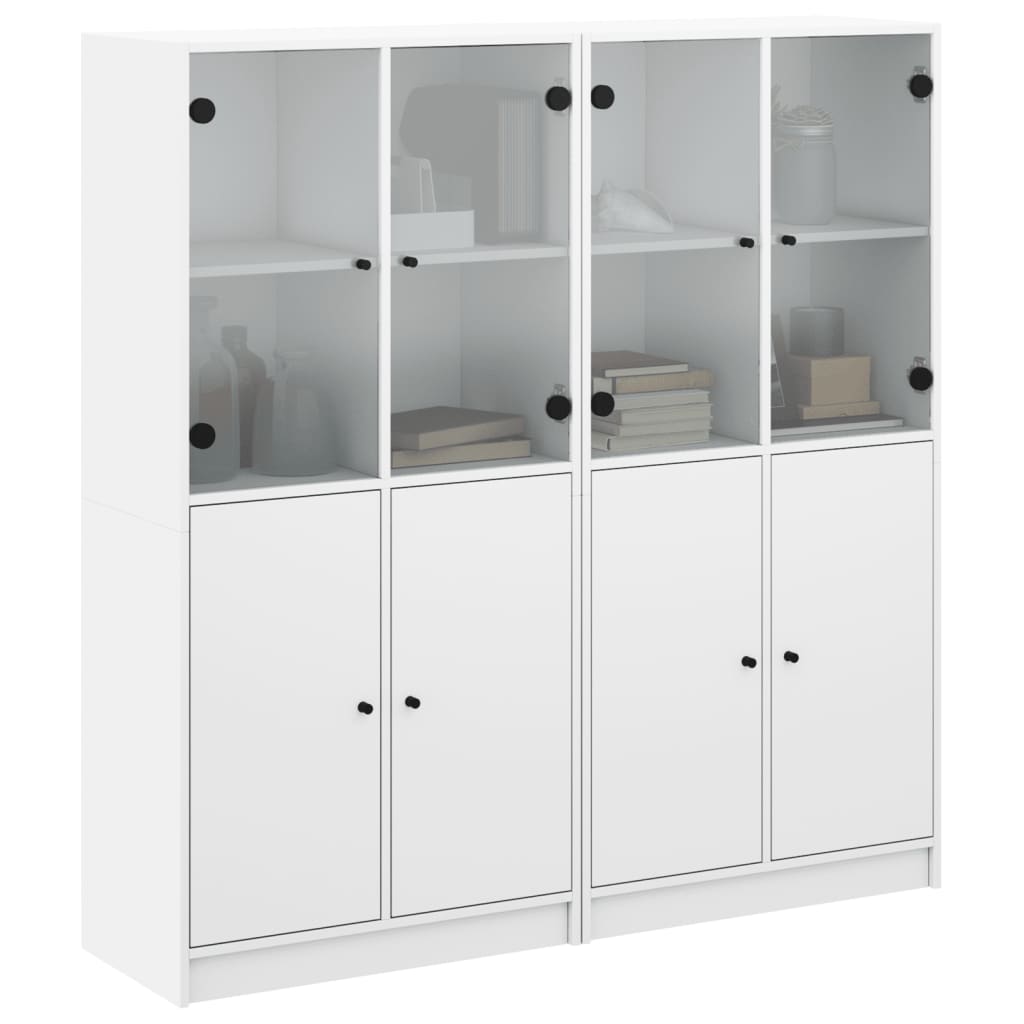 Bibliothèque avec portes blanc 136x37x142 cm bois d'ingénierie - XIOS