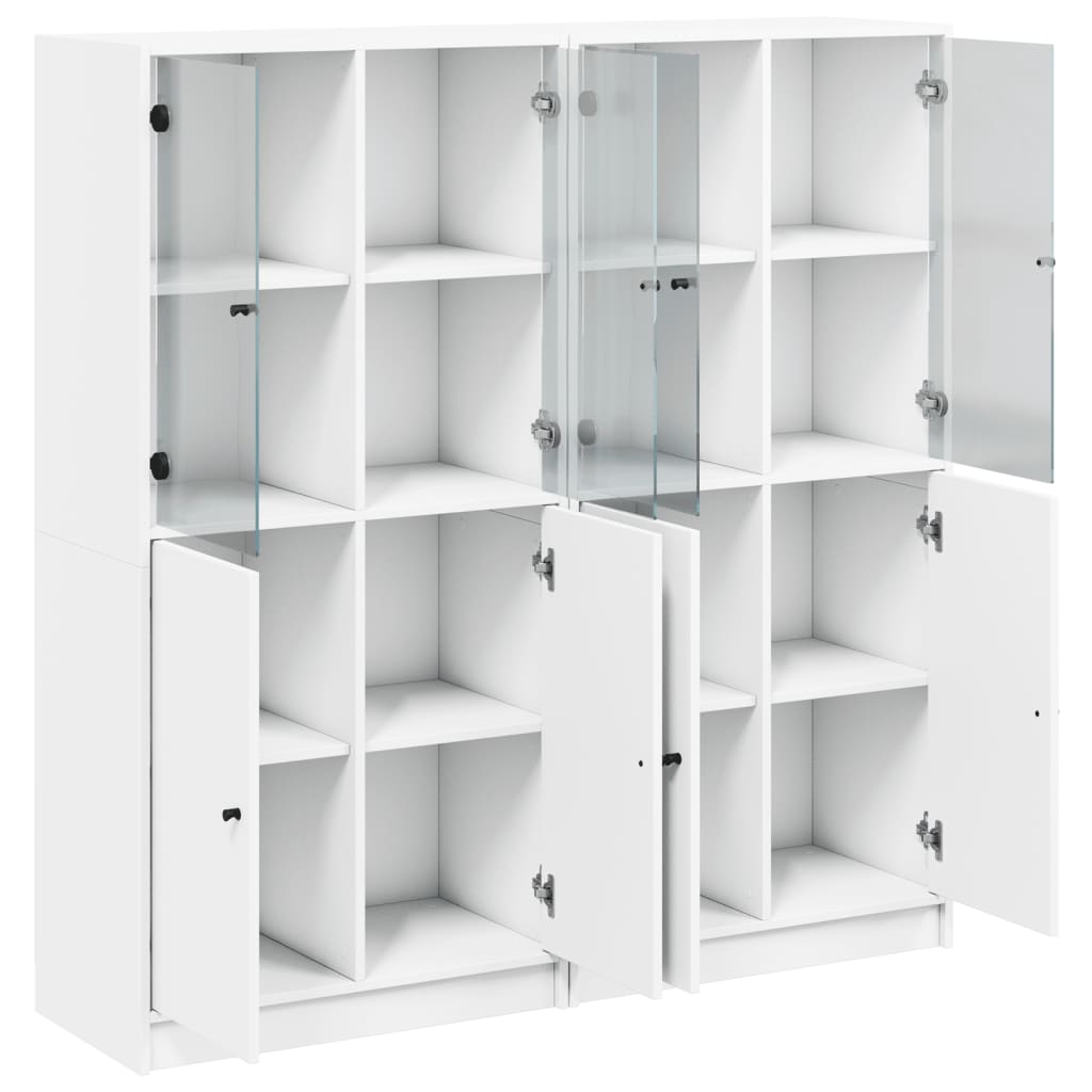 Bibliothèque avec portes blanc 136x37x142 cm bois d'ingénierie - XIOS