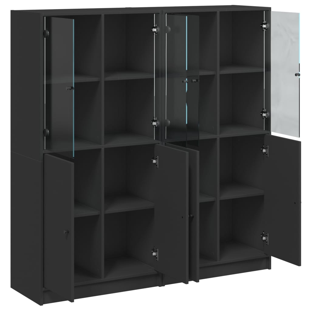 Bibliothèque avec portes noir 136x37x142 cm bois d'ingénierie - XIOS
