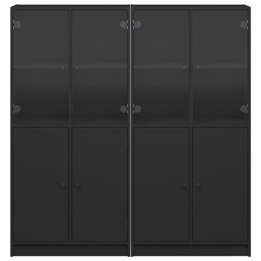 Bibliothèque avec portes noir 136x37x142 cm bois d'ingénierie - XIOS